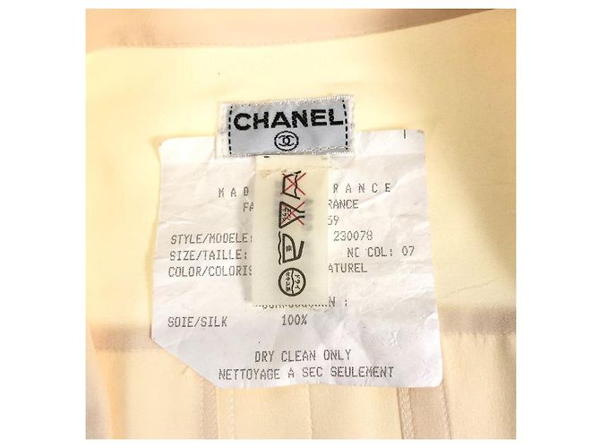 Camicia CHANEL in seta color avorio foderata con bottoni trifoglio Crema - vista 17