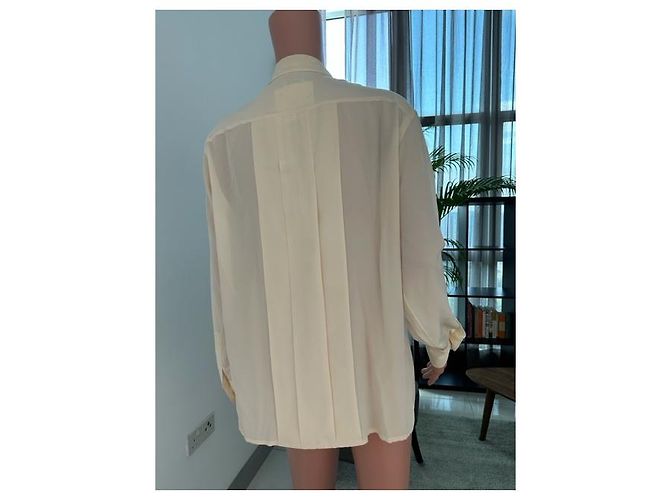 Camicia CHANEL in seta color avorio foderata con bottoni trifoglio Crema - vista 6