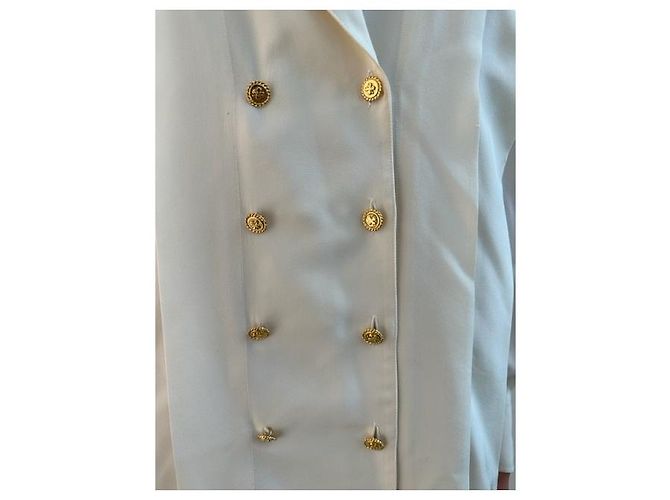 Camicia CHANEL in seta color avorio foderata con bottoni trifoglio Crema - vista 9