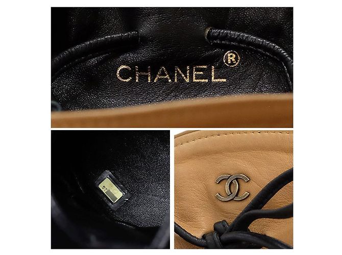 Sac à main vintage Chanel/Bourse Noir Caramel - vue 7
