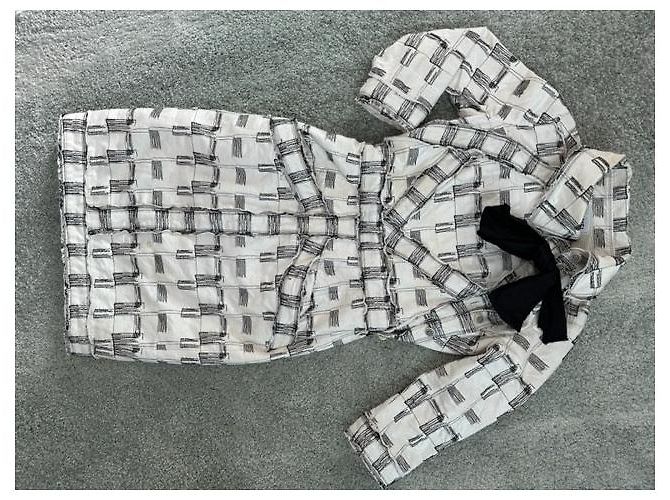 Abito Chanel nero e bianco in seta e cotone - vista 14