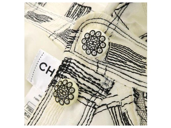 Abito Chanel nero e bianco in seta e cotone - vista 16
