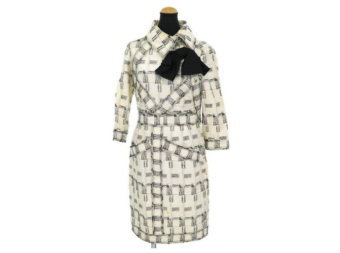 Abito Chanel nero e bianco in seta e cotone - vista 3