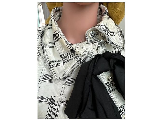 Abito Chanel nero e bianco in seta e cotone - vista 7