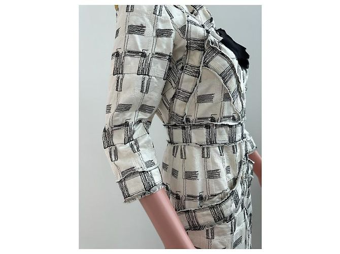 Abito Chanel nero e bianco in seta e cotone - vista 8