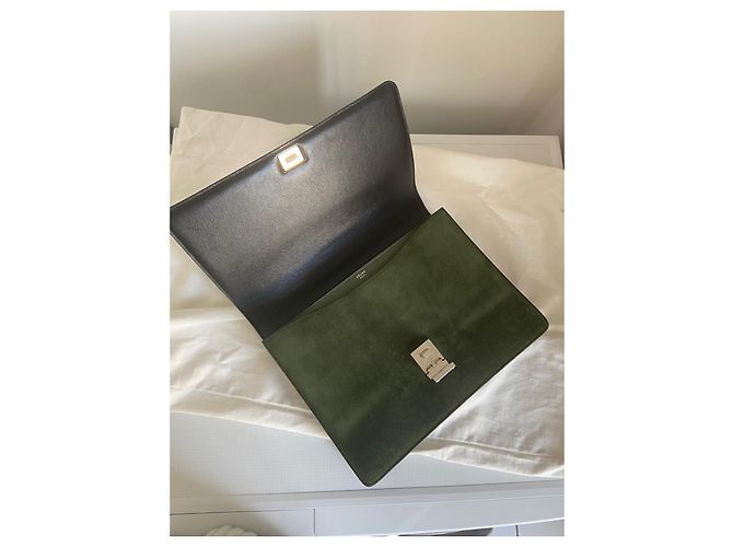 Céline Solapa de la caja de ante de edición limitada de Phoebe Philo Verde oscuro - vista 4