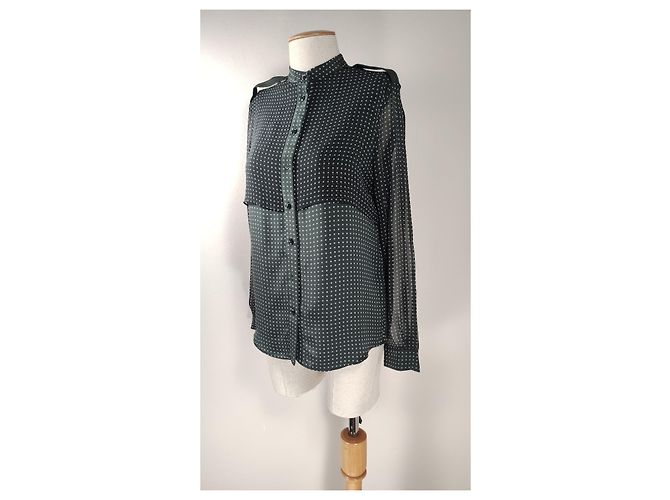 Camicia Joseph a pois in seta nera Nero - vista 2