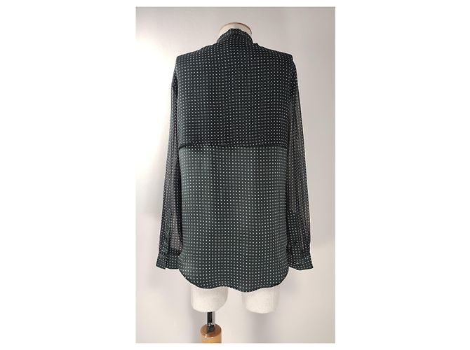 Camicia Joseph a pois in seta nera Nero - vista 3