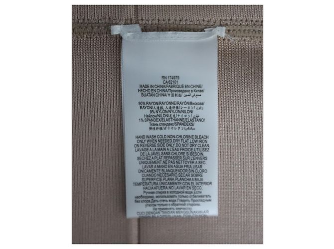 Herve Leger Bandagekleid mit U-Ausschnitt aus Rayon in Metallic-Roségold Braun Pink - Ansicht 5