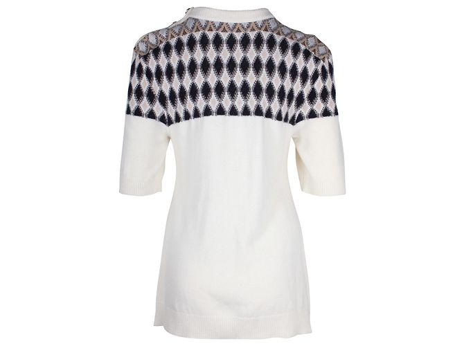 Chloé Suéter Chloe com padrão de malha em lã merino branca Branco - vista 3