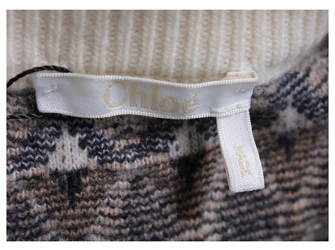 Chloé Suéter Chloe com padrão de malha em lã merino branca Branco - vista 4