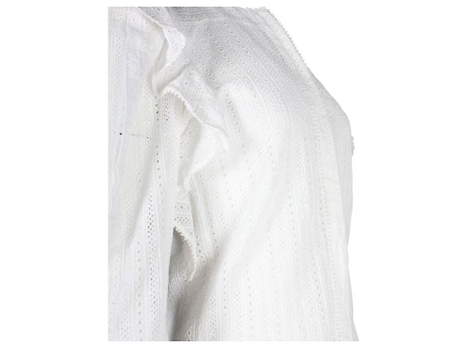 Camicetta Isabel Marant Broderie Anglaise con volant in cotone bianco - vista 2