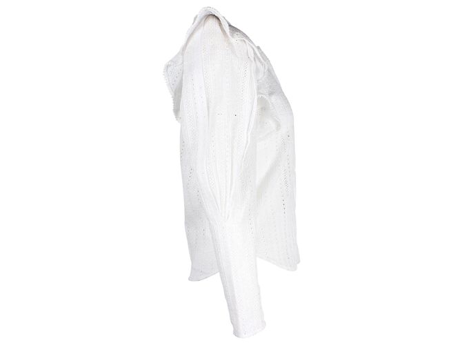 Camicetta Isabel Marant Broderie Anglaise con volant in cotone bianco - vista 3