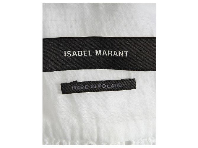 Camicetta Isabel Marant Broderie Anglaise con volant in cotone bianco - vista 5