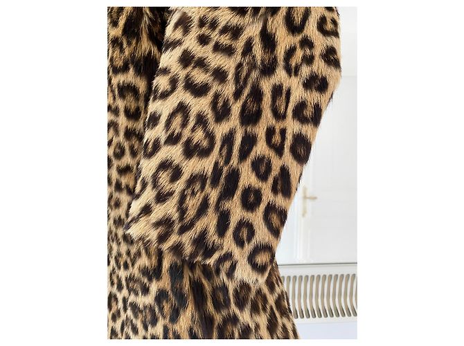 Autre Marque Casaco de pele de leopardo real e gola de vison preta - vista 2