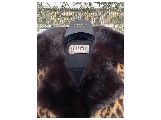 Autre Marque Casaco de pele de leopardo real e gola de vison preta - vista 4