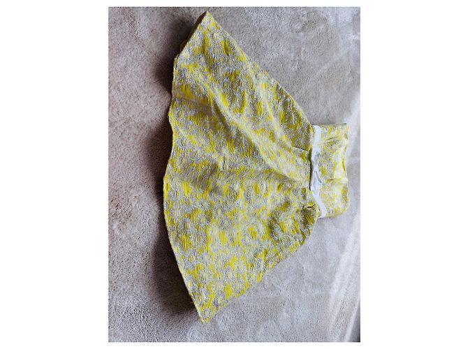 Autre Marque Abito floreale giallo e bianco con fiocco - vista 4