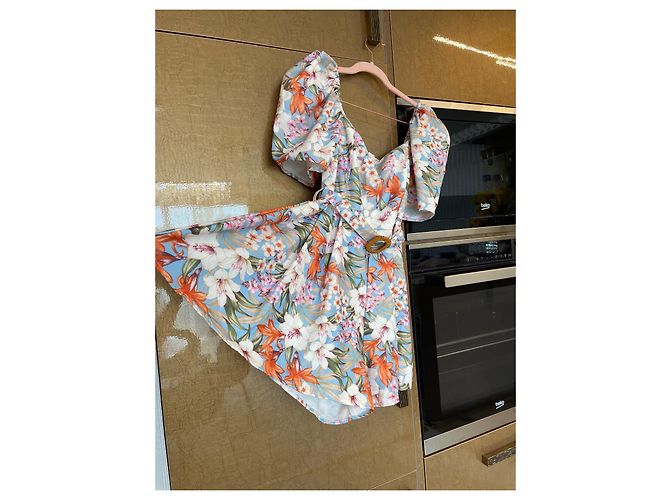 Autre Marque Kurzes Latzkleid mit Blumenmuster M Mehrfarben - Ansicht 3