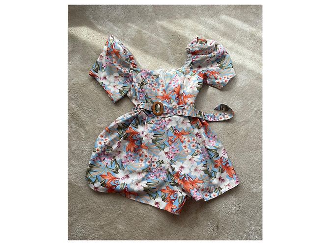 Autre Marque Kurzes Latzkleid mit Blumenmuster M Mehrfarben - Ansicht 4