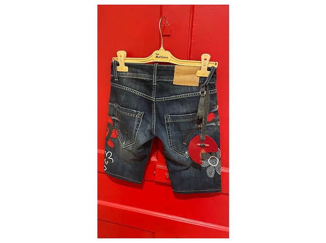 Dondup Bermuda Shorts mit bemalten Blumen Weiß Rot Blau - Ansicht 5
