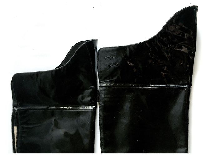Cambon Botas altas de cuero negro CHANEL - vista 3