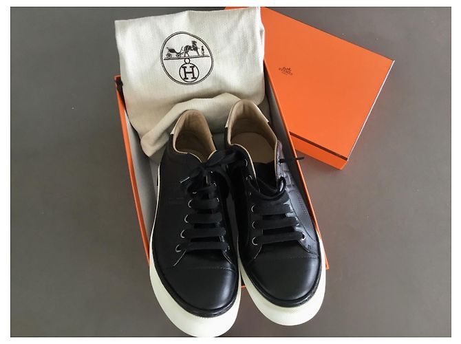 Hermès Ledersneaker Schwarz mit H Logo - Ansicht 7