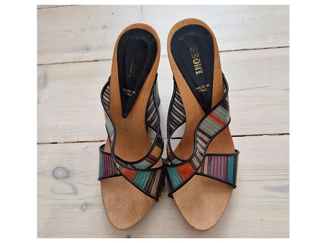 Mules vintage Missoni con zeppa Nero Multicolore - vista 4