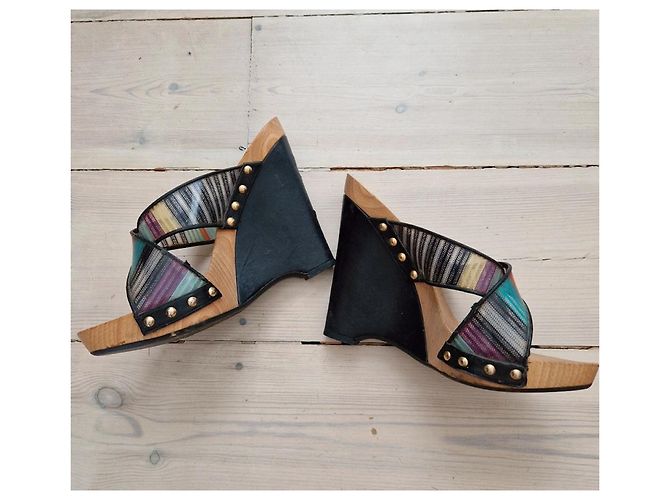 Mules vintage Missoni con zeppa Nero Multicolore - vista 5