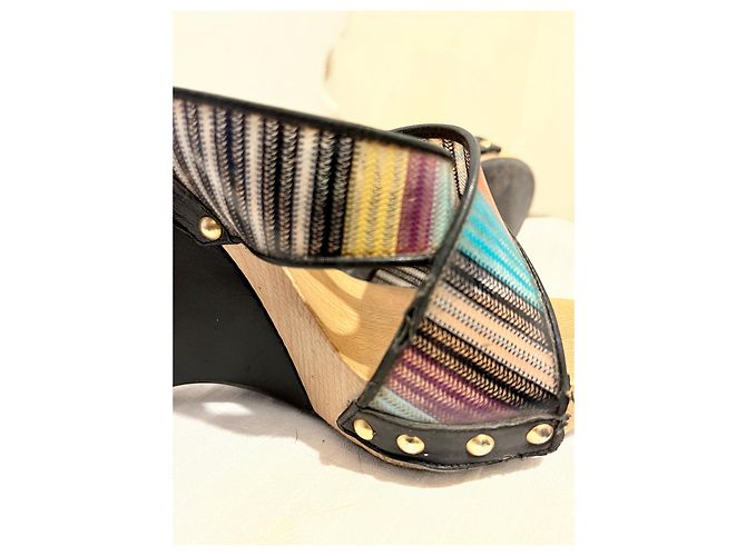 Mules vintage Missoni con zeppa Nero Multicolore - vista 7