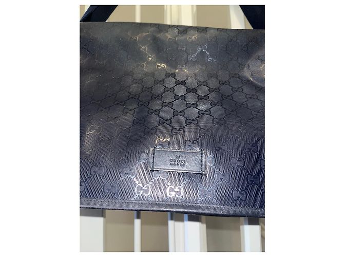 Borsa per pannolini Gucci blu navy con monogramma GG - vista 3