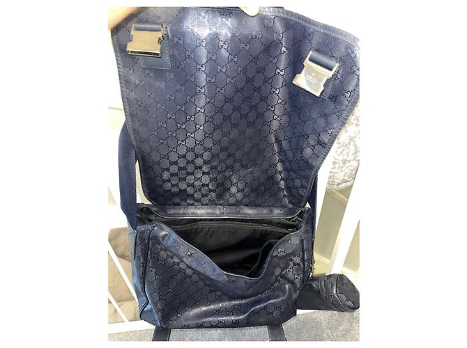 Borsa per pannolini Gucci blu navy con monogramma GG - vista 5