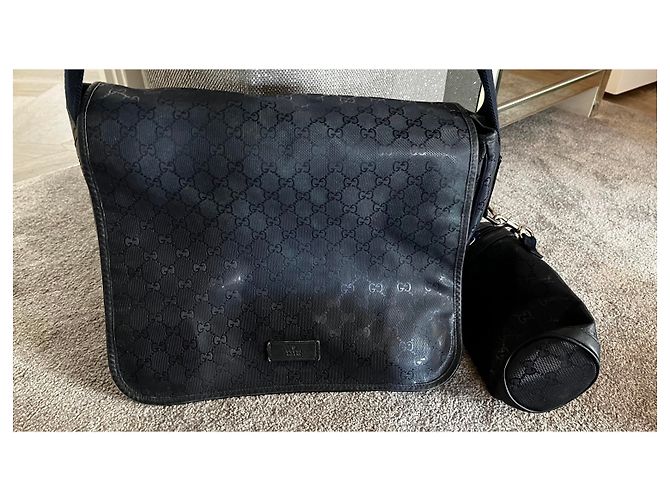 Borsa per pannolini Gucci blu navy con monogramma GG - vista 6