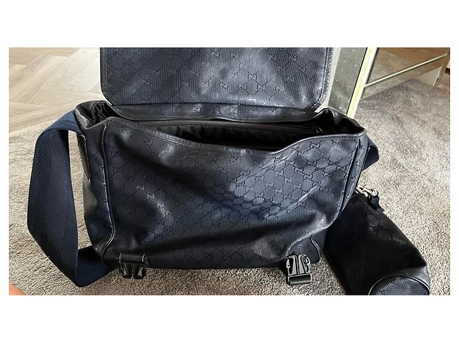 Borsa per pannolini Gucci blu navy con monogramma GG - vista 7