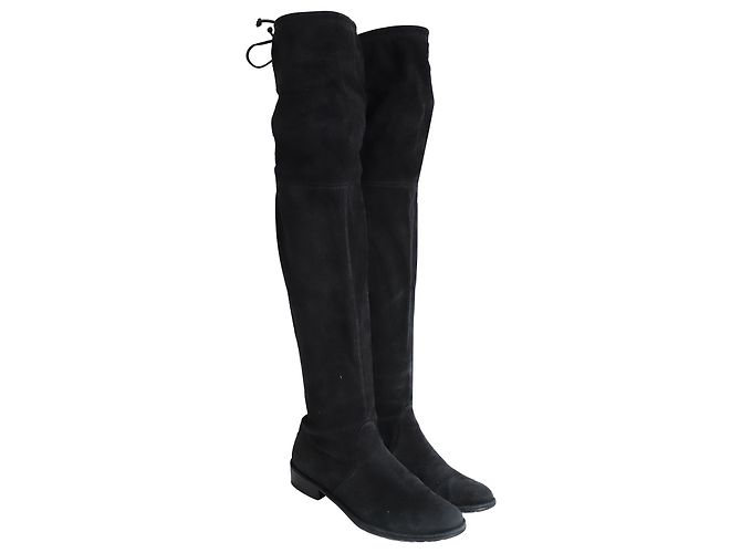 Stuart Weitzman Botas por encima de la rodilla Lowland en ante negro - vista 3