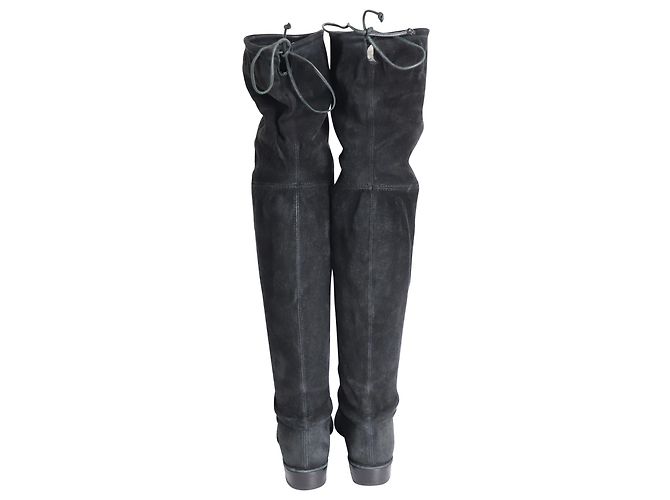 Stuart Weitzman Botas por encima de la rodilla Lowland en ante negro - vista 4