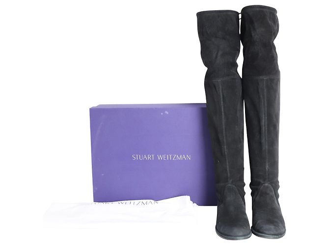 Stuart Weitzman Botas por encima de la rodilla Lowland en ante negro - vista 8