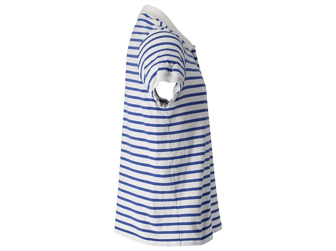 Camiseta polo de rayas de algodón blanco y azul de Saint Laurent - vista 2