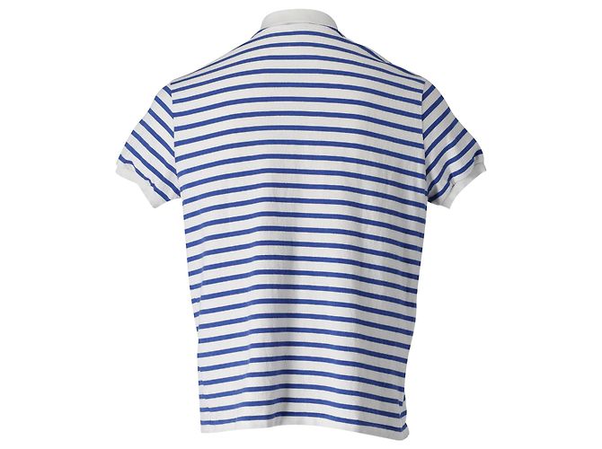 Camiseta polo de rayas de algodón blanco y azul de Saint Laurent - vista 3