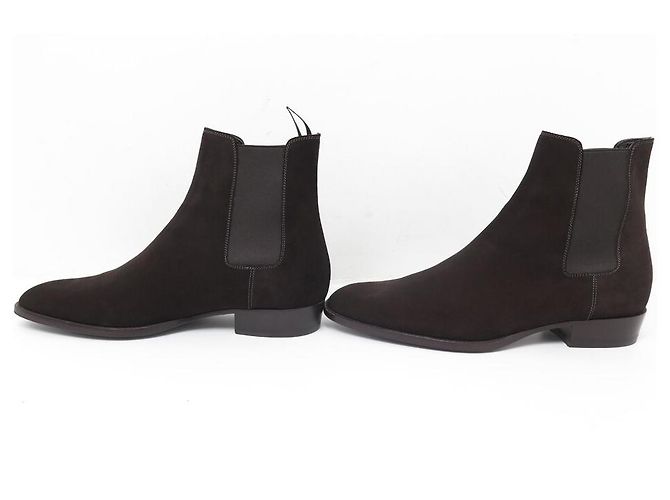 SCARPE SAINT LAURENT WYATT 443208 41 SCARPE STIVALI STIVALI IN CAMOSCIO MARRONE - vista 2