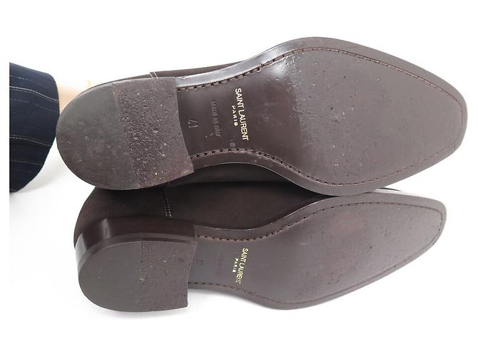 SCARPE SAINT LAURENT WYATT 443208 41 SCARPE STIVALI STIVALI IN CAMOSCIO MARRONE - vista 3