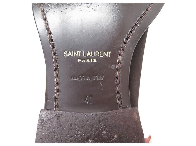 SCARPE SAINT LAURENT WYATT 443208 41 SCARPE STIVALI STIVALI IN CAMOSCIO MARRONE - vista 4