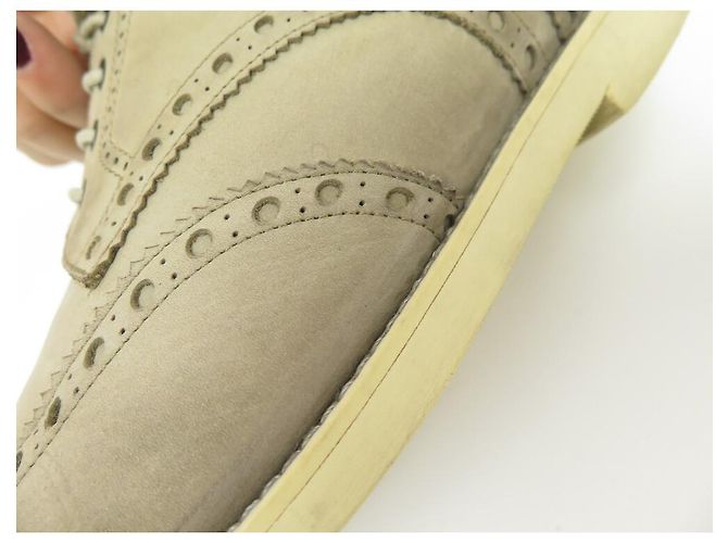 Hermès HERMES DOPO LE DERBY 42 SCARPE CON PUNTA A FIORE IN NABUK GRIGIO - vista 7