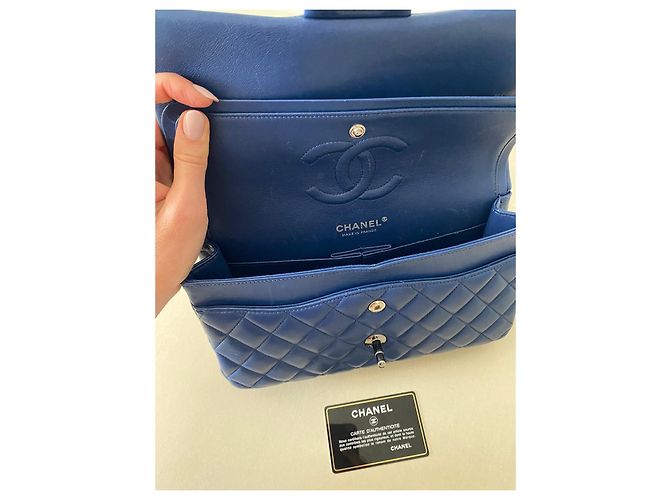 Borsa a mano Chanel Timeless Classic in pelle blu - vista 10