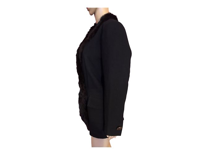 YVES SAINT LAURENT Jacken T.fr 40 Fell Schwarz - Ansicht 10