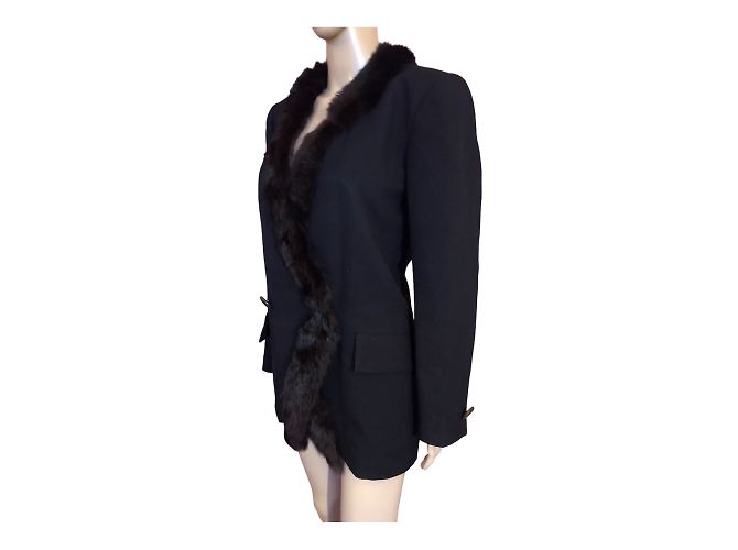 YVES SAINT LAURENT Jacken T.fr 40 Fell Schwarz - Ansicht 2