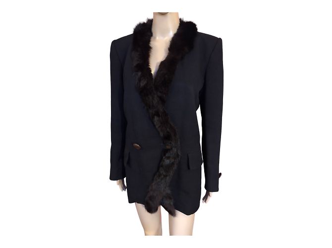 YVES SAINT LAURENT Jacken T.fr 40 Fell Schwarz - Ansicht 3