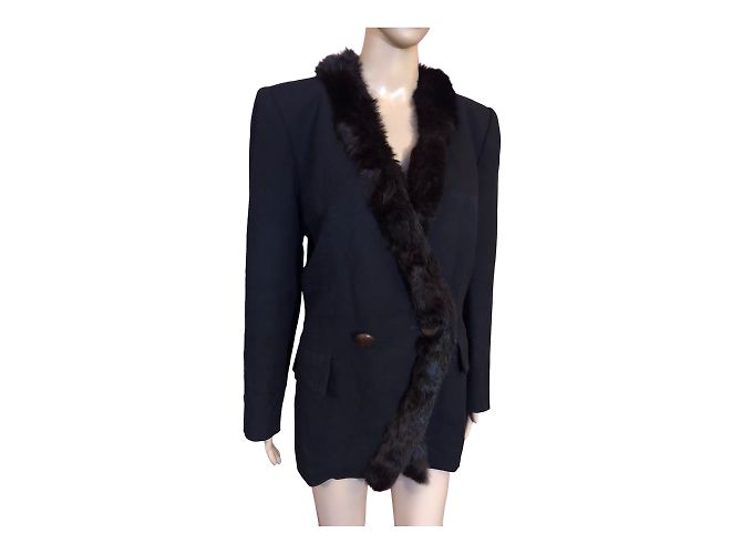 YVES SAINT LAURENT Jacken T.fr 40 Fell Schwarz - Ansicht 8