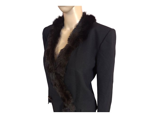 YVES SAINT LAURENT Jacken T.fr 40 Fell Schwarz - Ansicht 9