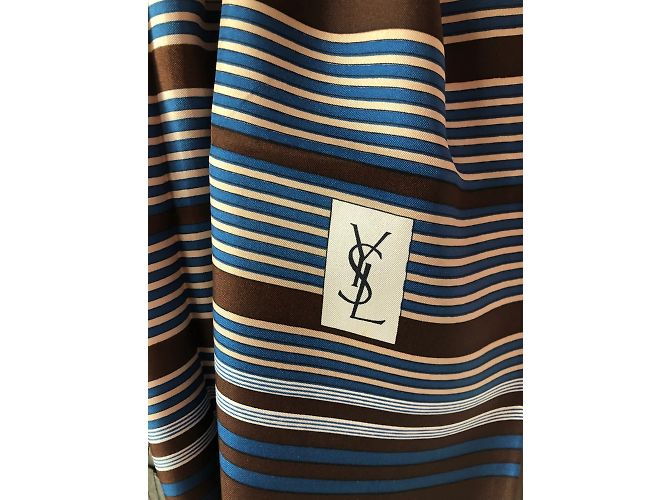 YVES SAINT LAURENT Sciarpe T.  silk Blu - vista 5