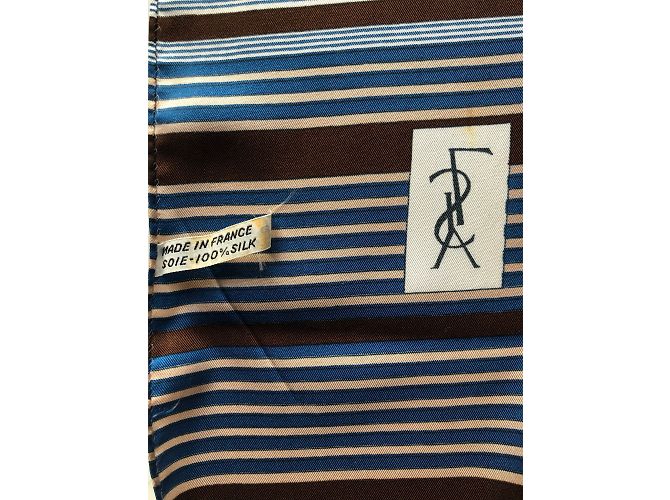 YVES SAINT LAURENT Sciarpe T.  silk Blu - vista 6
